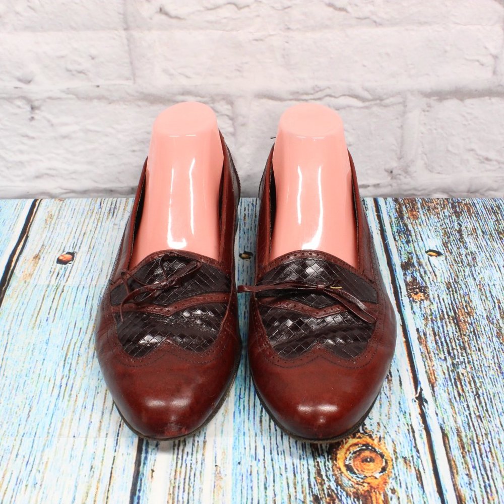 Men's Brown Woven Leather Casual Italian Loafer Dress Shoe Size 11 M - Picture 5 of 9